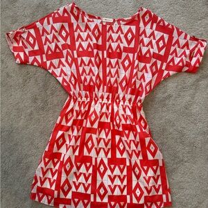 Everly Orange and White Geometric Dress